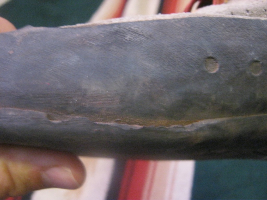delamination on the side of the shoe after a few months of climbing 