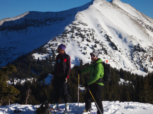 The author (right) testing out the Tango Hoody near Crested Butte, Colorado.