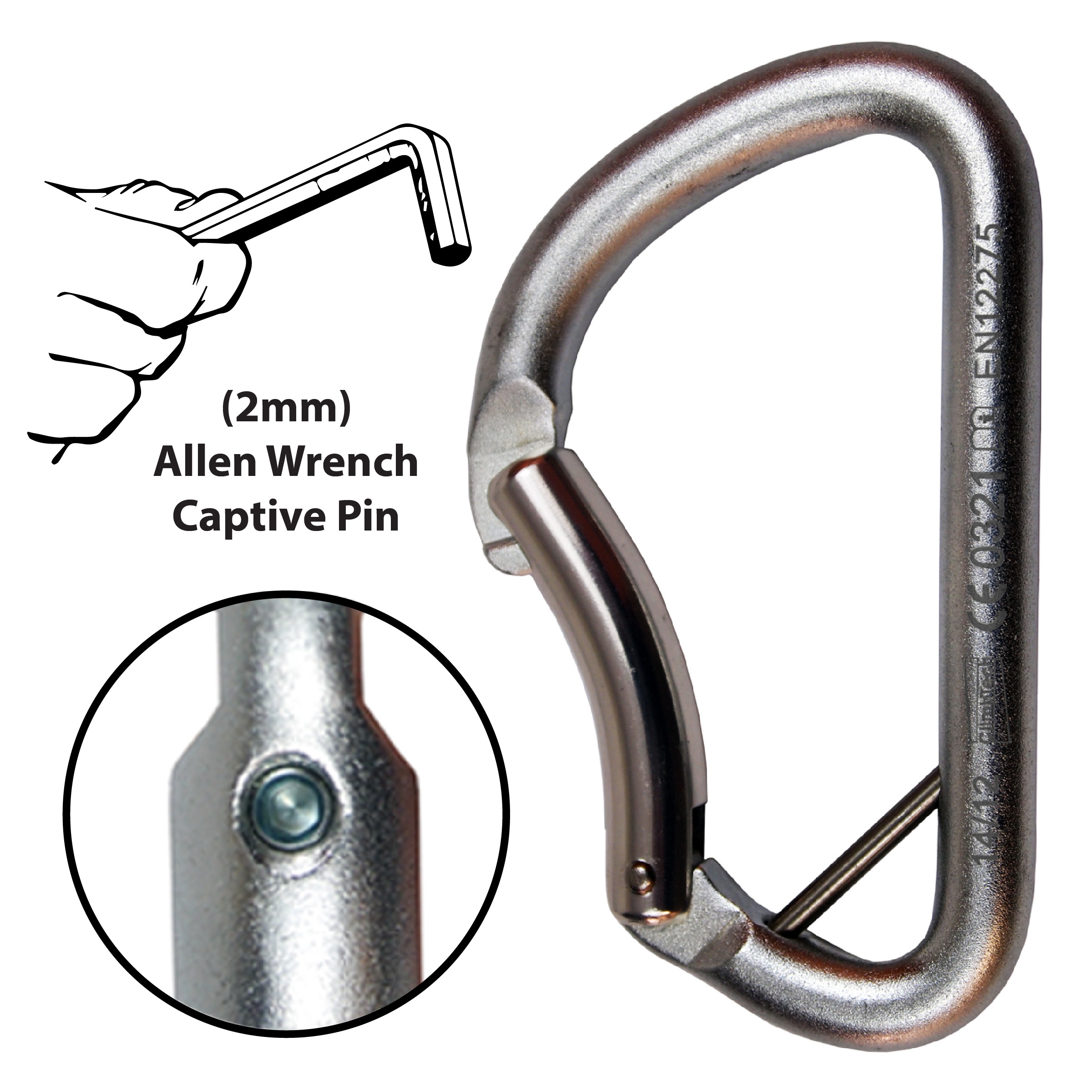 Fixe Plated Steel Gym Bent Wiregate Carabiner #662 Captive Eye Pin 